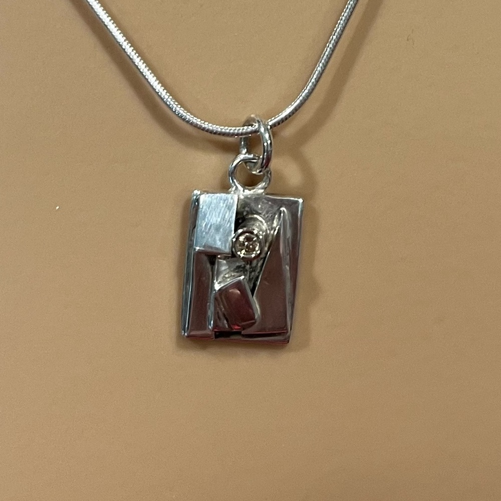 NWT Sterling Champagne Diamond Pendant with 18” Snake Chain